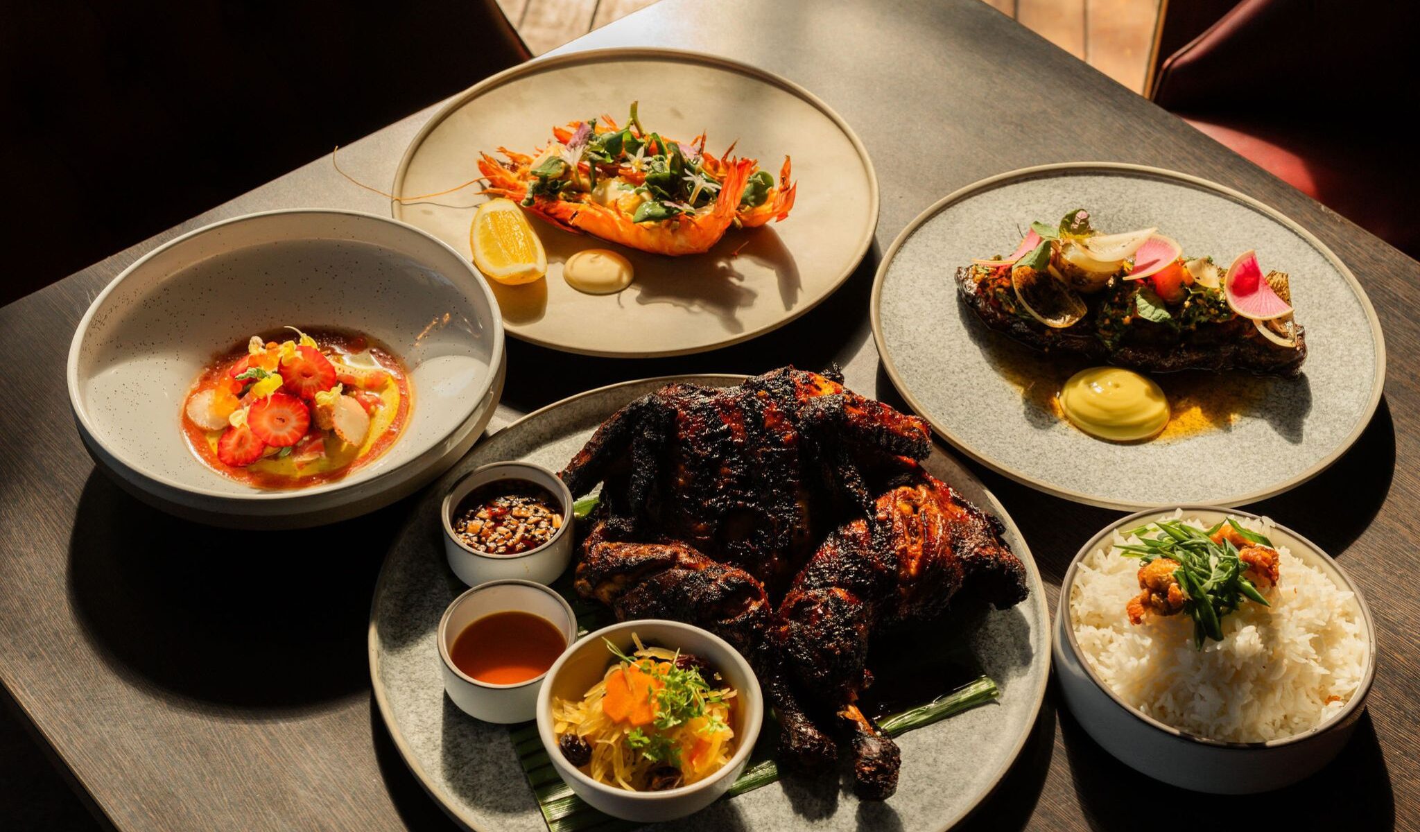 Flat lay of new menu launched at Embers